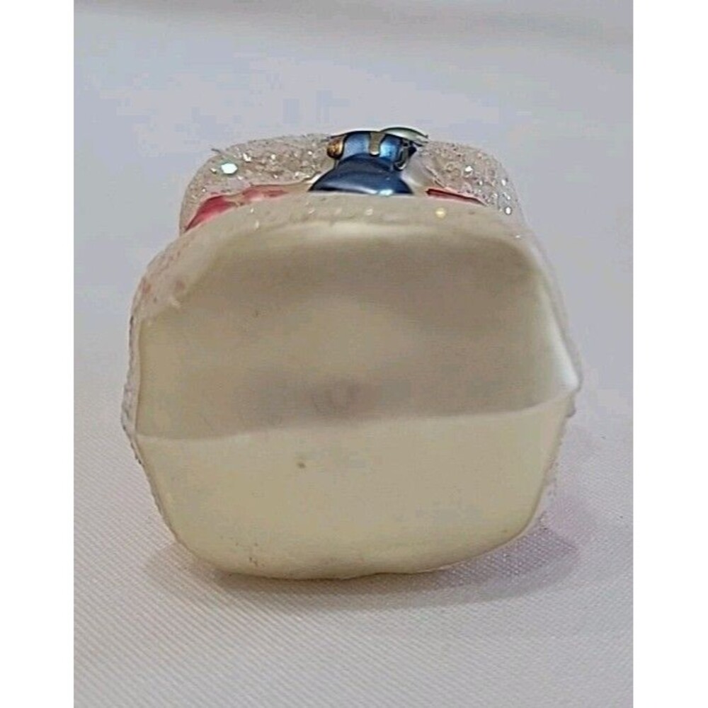 Vintage Hand Blown and Painted Glass Mica Mini Santa Christmas Ornament 2.5” - Picture 7 of 10